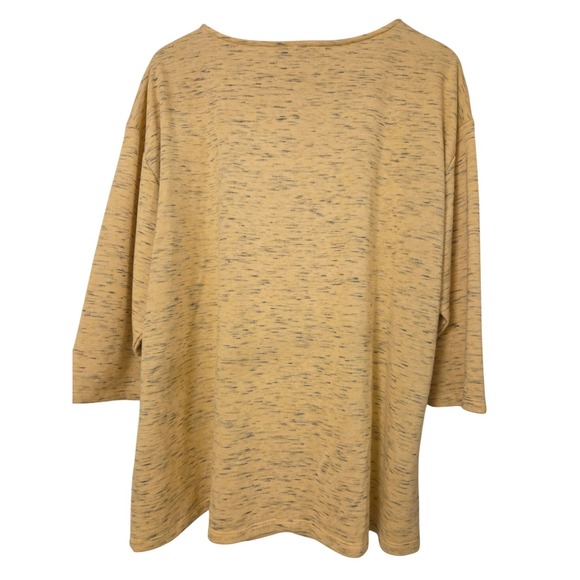 CJ Banks Women's 2X Mustard Yellow 3/4 Sleeve Button Detail Knit Top - Picture 1 of 4